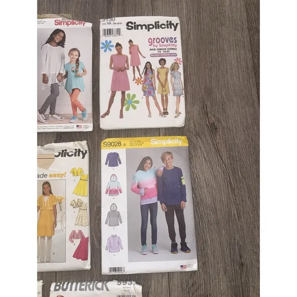 Lot of 8 Children's & Tweens Sewing Patterns Boys Girls Tops Bottoms Dresses